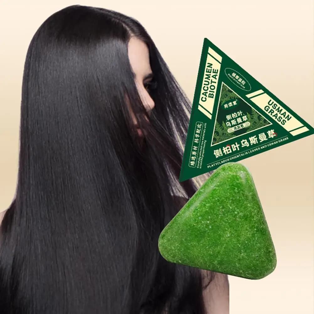 Savon Usman fait à la main, extraits de plantes, shampoing vert, nettoyage hydratant du cuir chevelu, contrôle des cheveux, huile épaississante X2S4