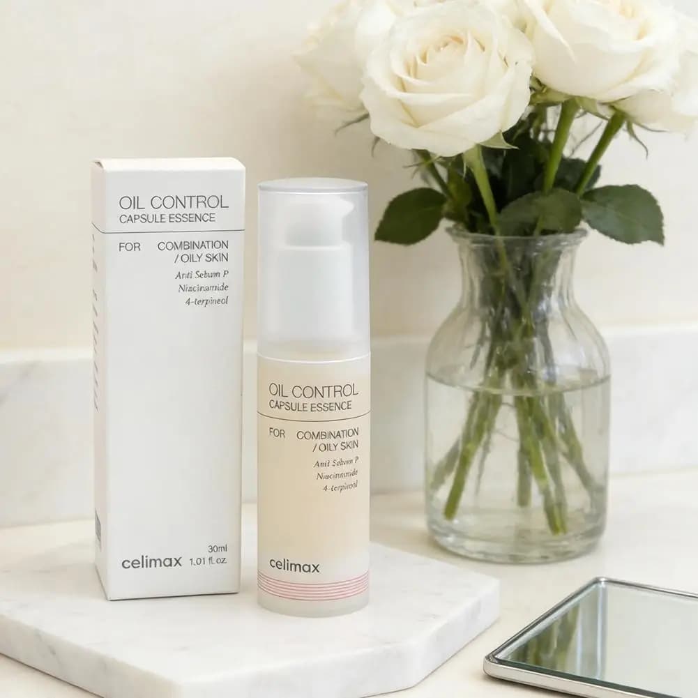 Sérum Visage Anti-Sébum Celimax 30ml à la Niacinamide et au 4-terpineol pour Peaux Mixtes à Grasses – Essence Capsule Contrôle du Sébum et Éclaircissante