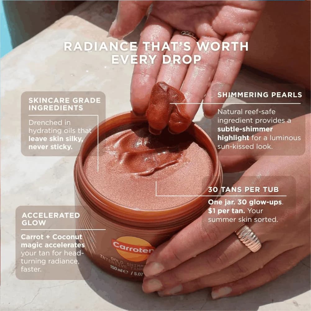 Gel bronzant chatoyant à la carotte - Lotion bronzante sans soleil pour le visage et le corps