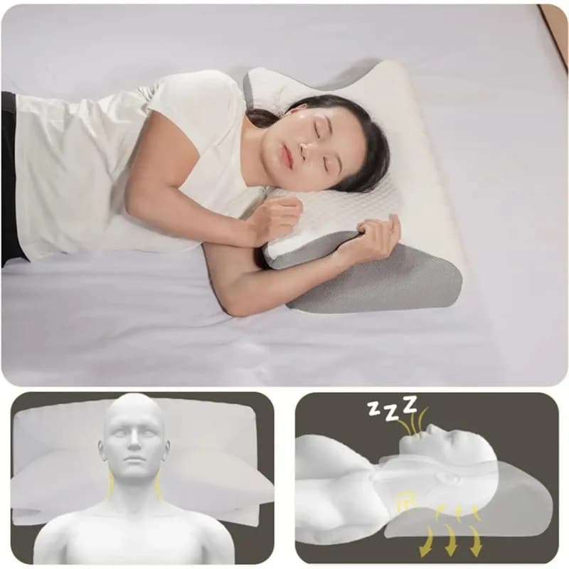 Oreiller d'apnée du sommeil, oreiller cervical amélioré en mousse à mémoire de forme pour l'apnée du sommeil, pour dormeurs latéraux, dormeurs du dos, dormeurs du ventre gris