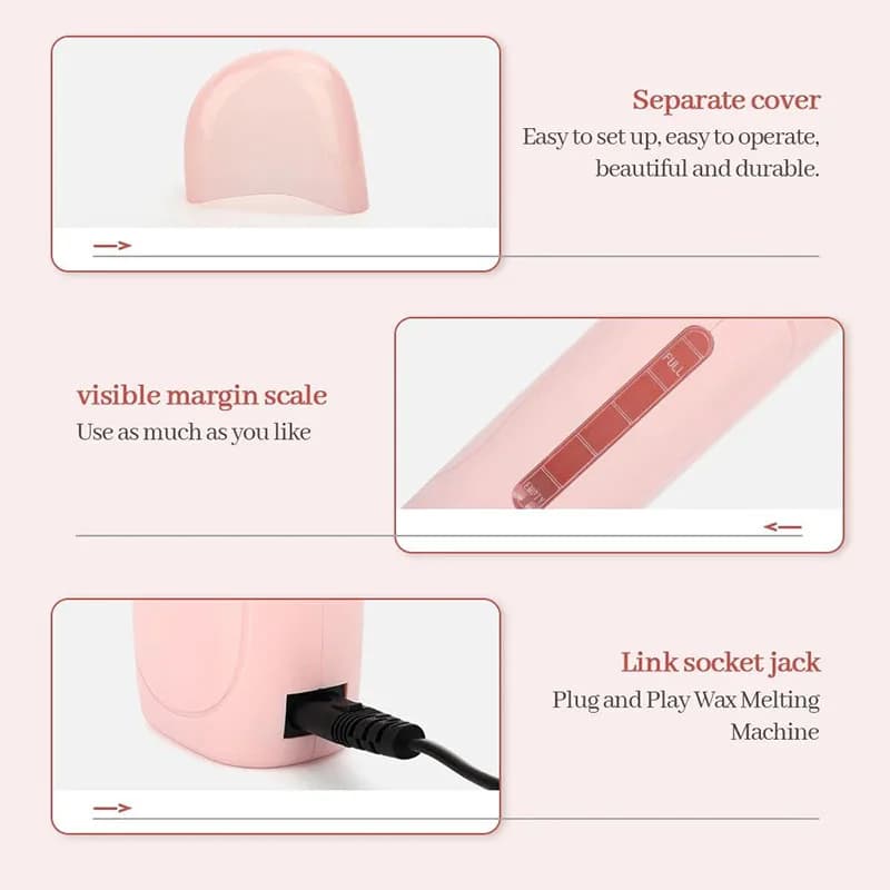 Kit d'épilation unisexe avec cire à rouleaux chauffante et cartouche chaude pour une peau lisse