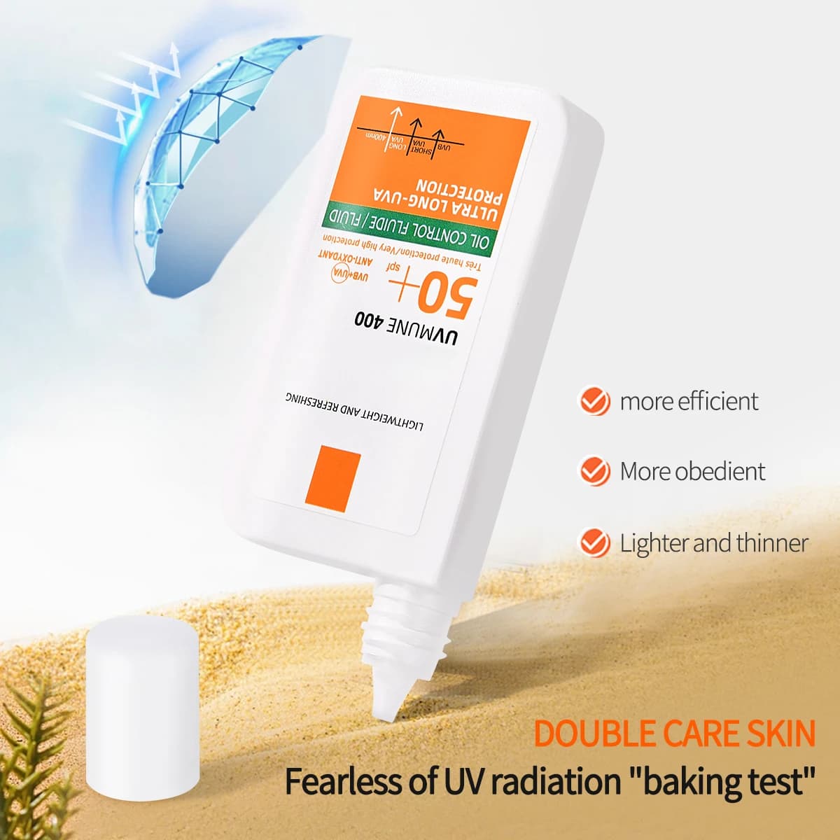 Crème solaire visage longue durée avec une protection UV élevée, rafraîchissante et hydratante, un produit 2 en 1 pour le soin de la peau et la protection solaire