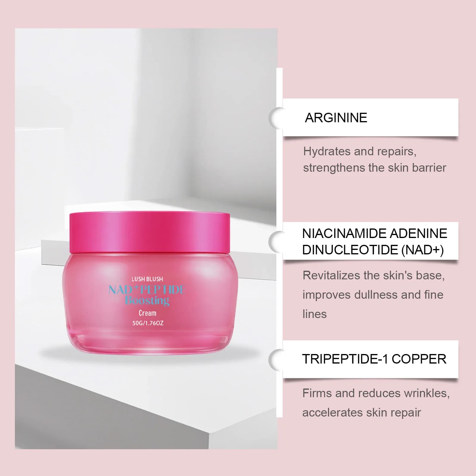 Crème Boostante NAD+ Peptides Anti-rides Raffermissante Liftante Hydratante & Réparatrice pour Peaux Relâchées Soin Quotidien du Visage