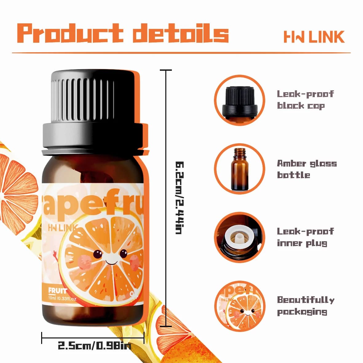 Huiles essentielles de pamplemousse 10ml, huile pure de qualité thérapeutique, aromathérapie, diffuseur, parfum de pamplemousse, parfum d'humeur et de soutien du stress