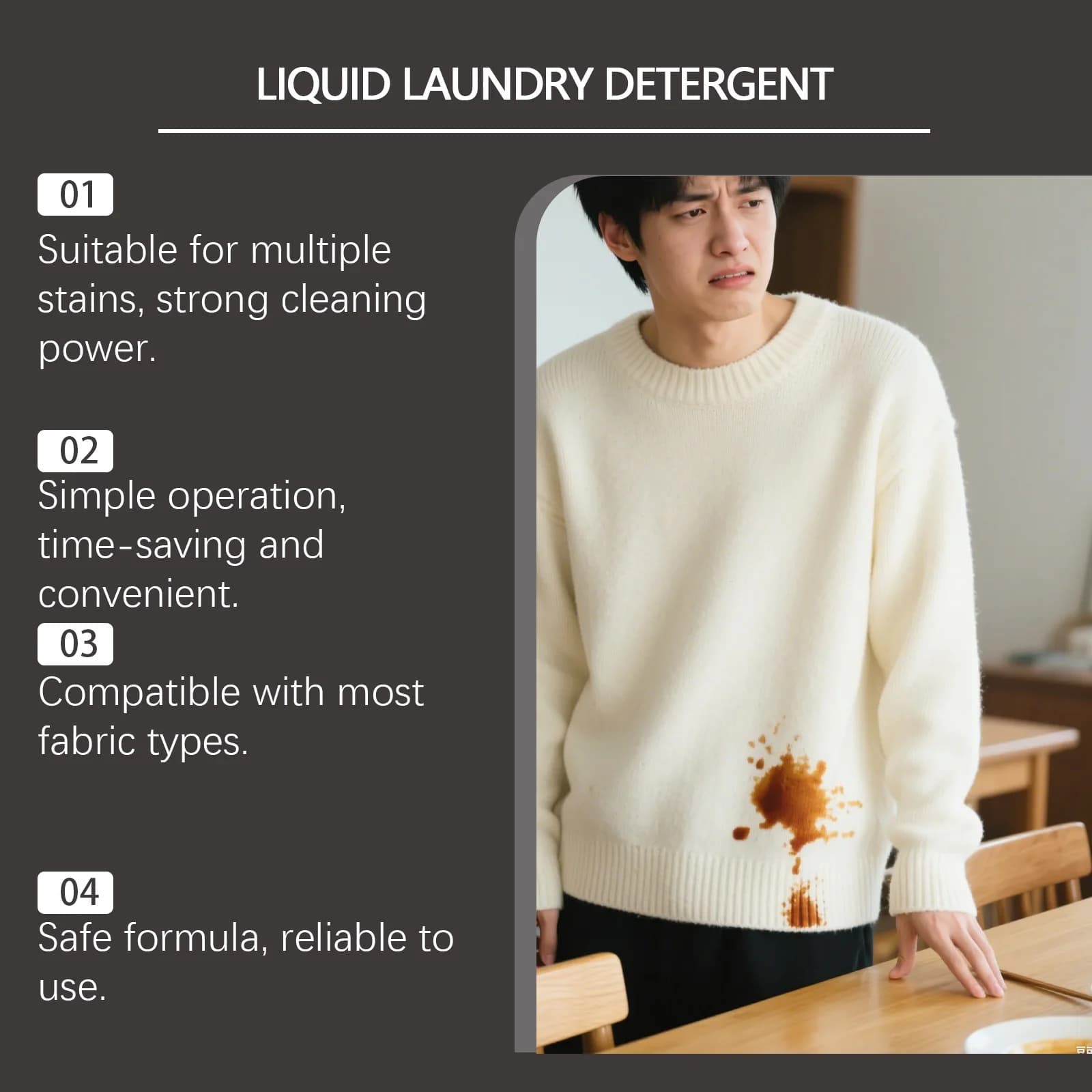 Détergent à lessive détachant doux pour vêtements