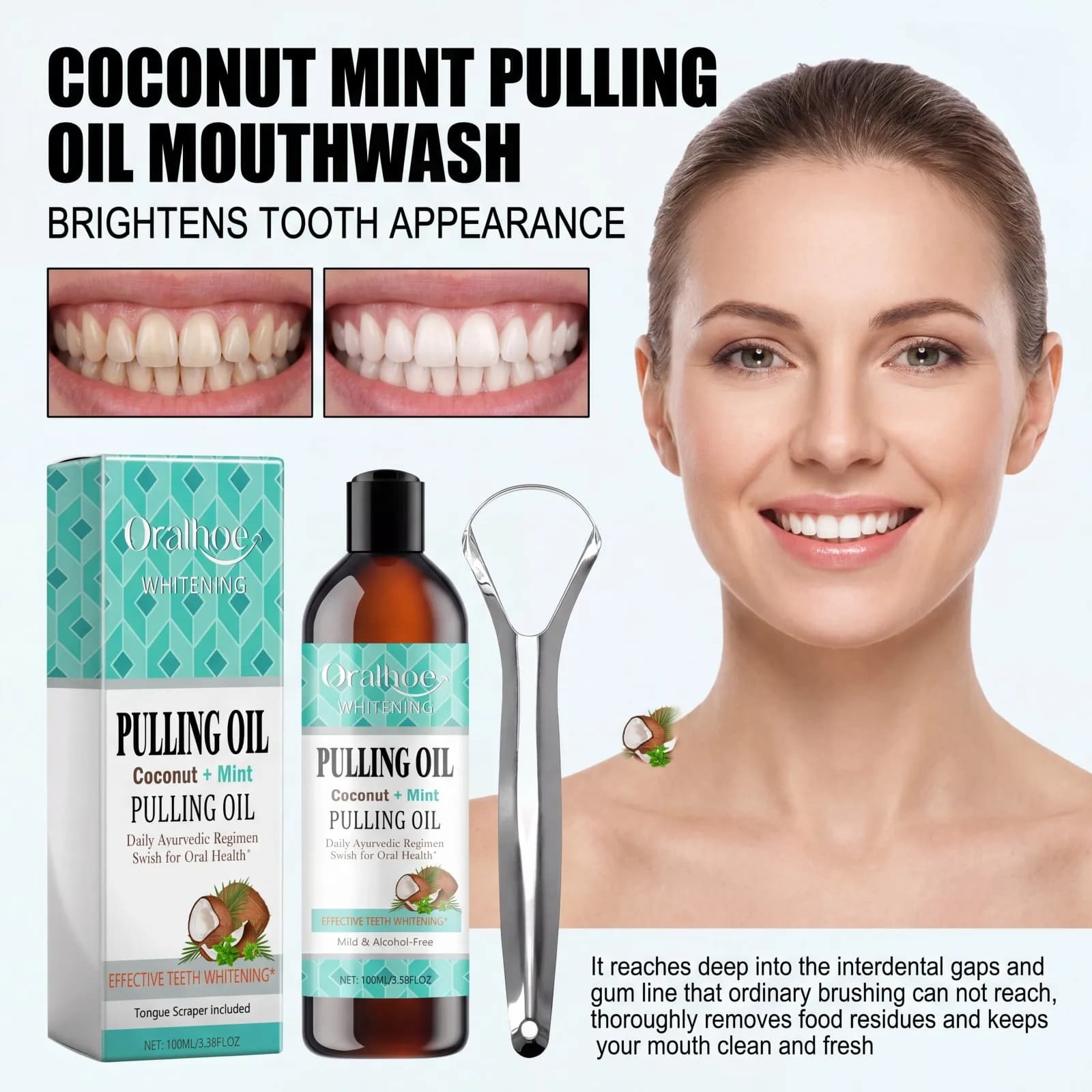 Huile de bain de bouche Coco Menthe pour l'huile pulling