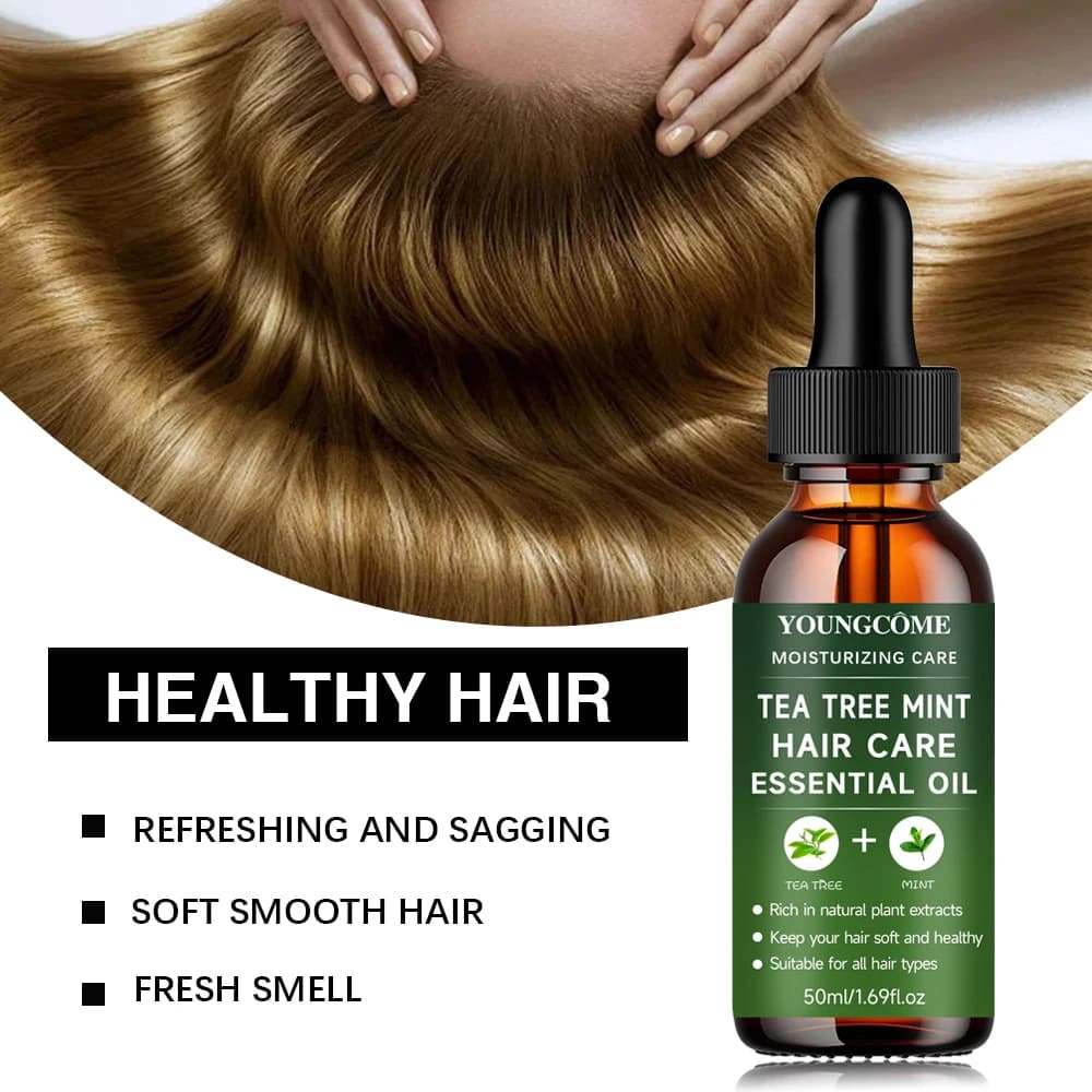 YOUNGCOME Huile essentielle de soin capillaire à l'arbre à thé et à la menthe poivrée : traitement naturel hydratant et nourrissant pour tous les types de cheveux 2025