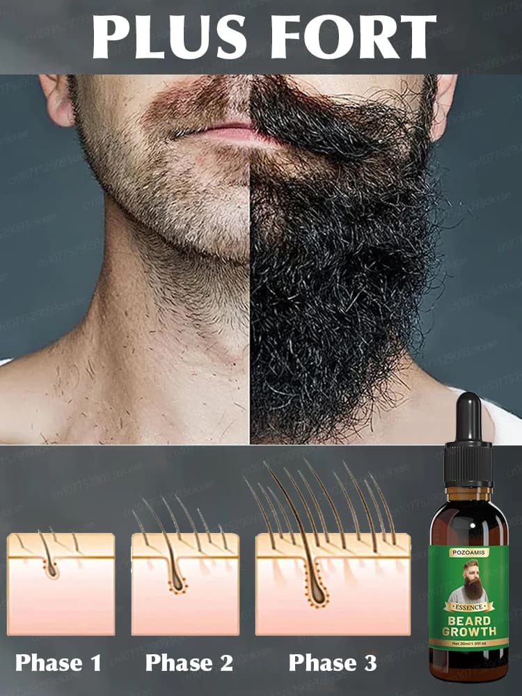 Essence de croissance de la barbe. Elle aide votre barbe à pousser rapidement et est un incontournable pour les hommes matures. Elle vous donne un air plus viril et est efficace de manière permanente.