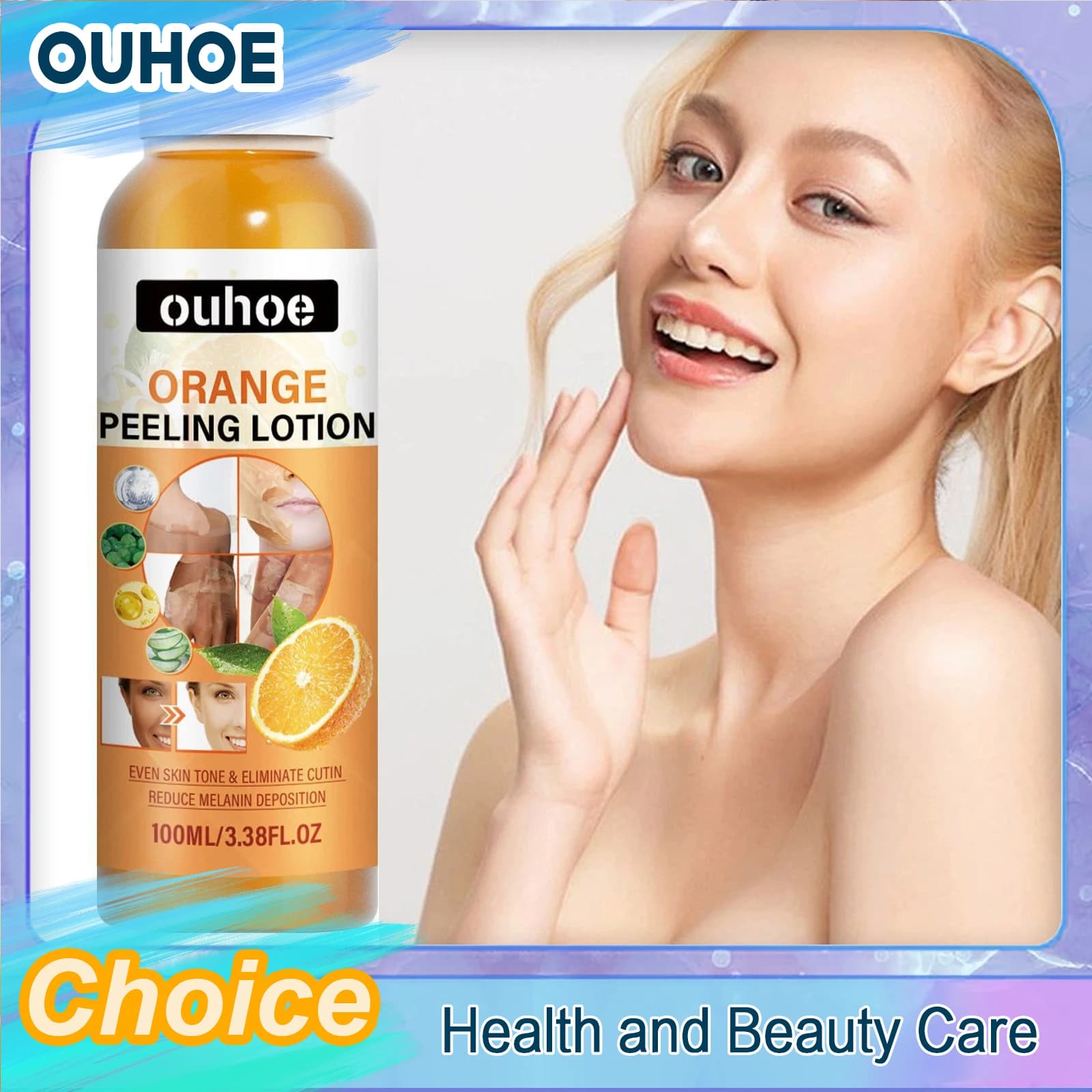 Lotion Peeling à l'orange pour la peau foncée, exfoliante, élimine les peaux mortes, nettoyage, hydratant, éclaircissant, huile de Peeling forte