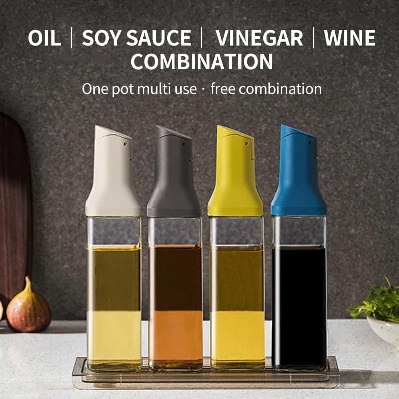 Bouteille d'huile d'olive pour Sauce au vinaigre de 500ML, distributeur d'huile en verre, bouteille d'assaisonnement anti-fuite, outil de cuisine pour barbecue