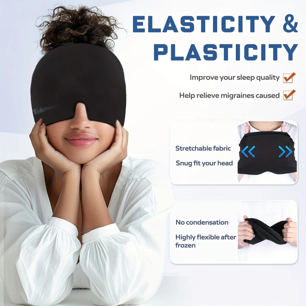 Bandeau de soulagement pour maux de tête et migraines, avec gel et glace, chaud et froid, masque pour les yeux, pour les sinus, les yeux gonflés et le soulagement du stress et de la tension
