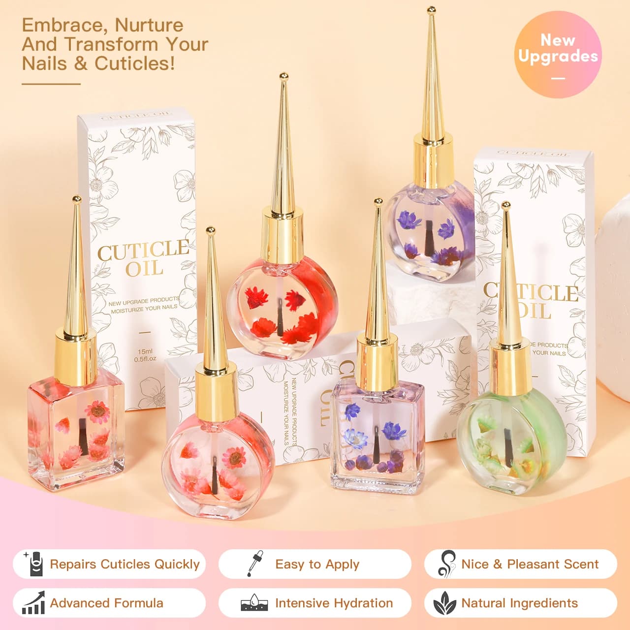 IDadvocate COLOR-Huile parfumée pour le soin des ongles, huile naturelle avec de vraies fleurs, 15ml, bio, N64