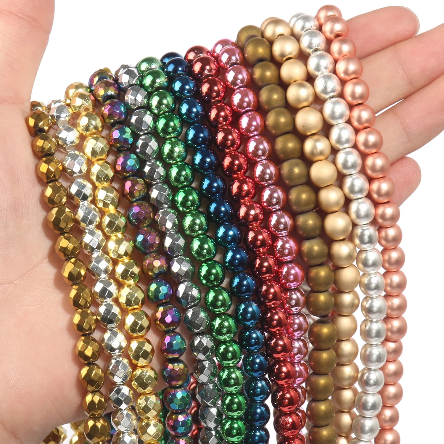 Perles Rondes en Pierre Hématite pour Travaux Manuels, Accessoire en Argent et Or, Naturel, pour Fabrication de Bijoux, Bracelet, Boucle d'Oreille, 2 à 10mm, 15 Pouces