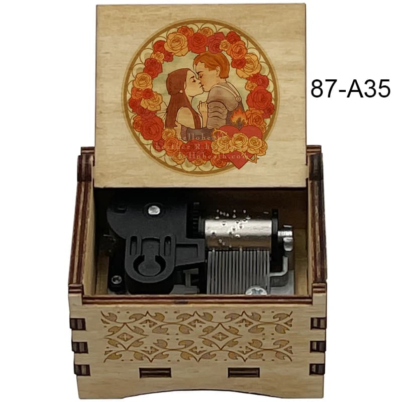 Boîte à musique en bois à manivelle, 18 notes, avec la chanson du film Roméo et Juliette, 'A Time For Us', cadeau souvenir pour la Saint-Valentin
