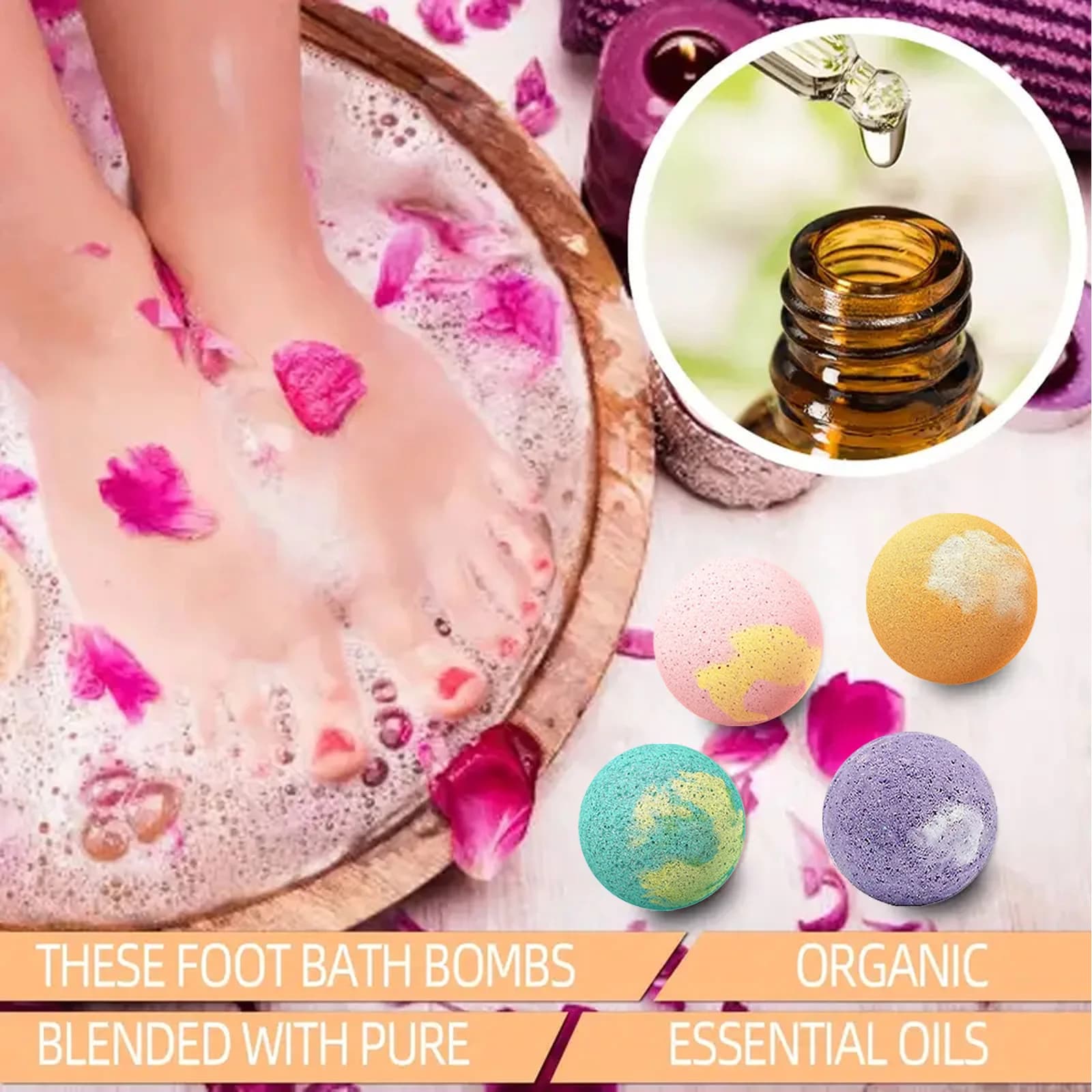 Bombes boule de bain moussant fleurs parfum corps bain nettoyage relaxant huile essentielle à base de plantes naturelles Anti-fissuration sèche pied Spa bombe