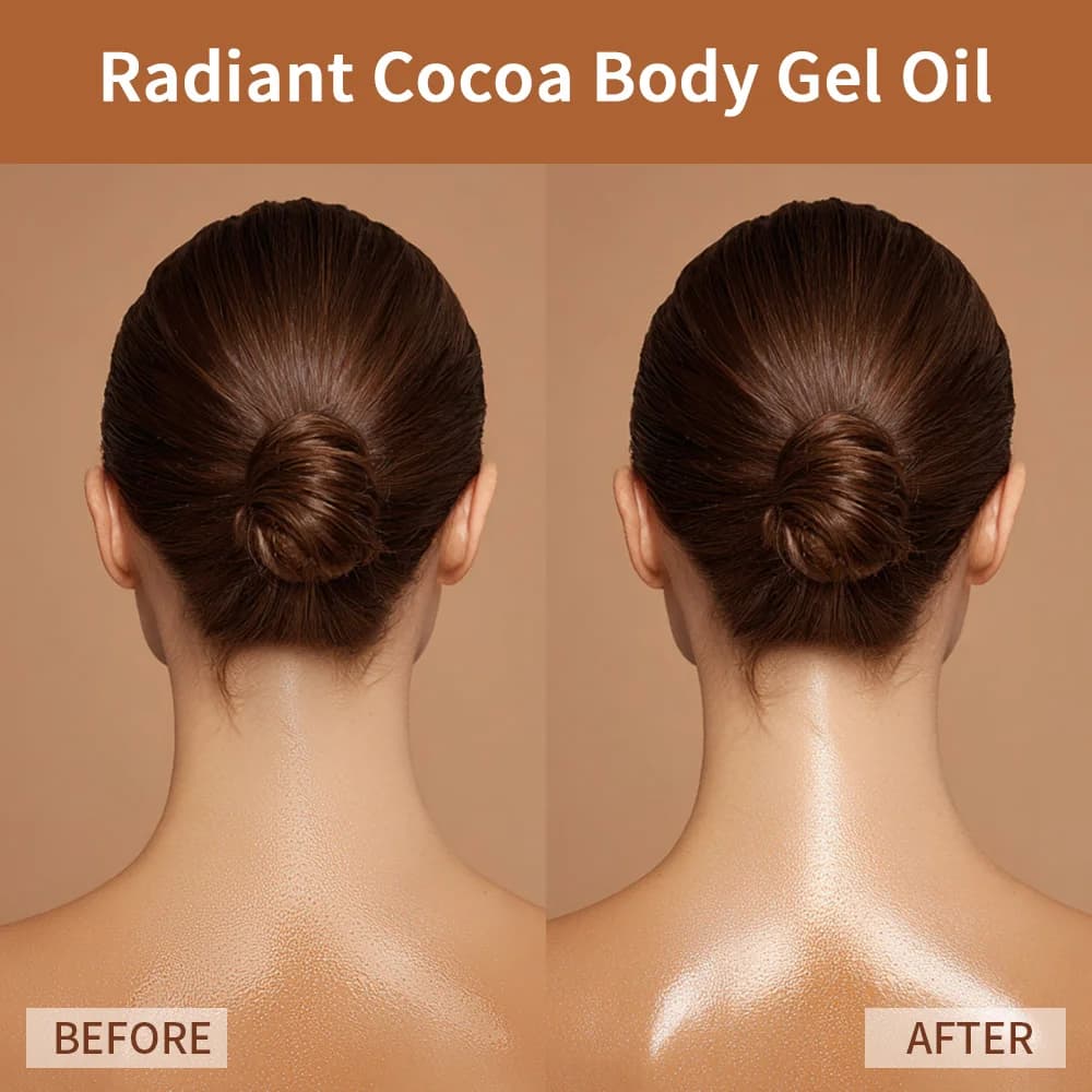 Gel corporel radiant au cacao, huile hydratante pour peau brillante, huile de Gel pour le corps, beurre de cacao, hydratation pour les soins de la peau sèche