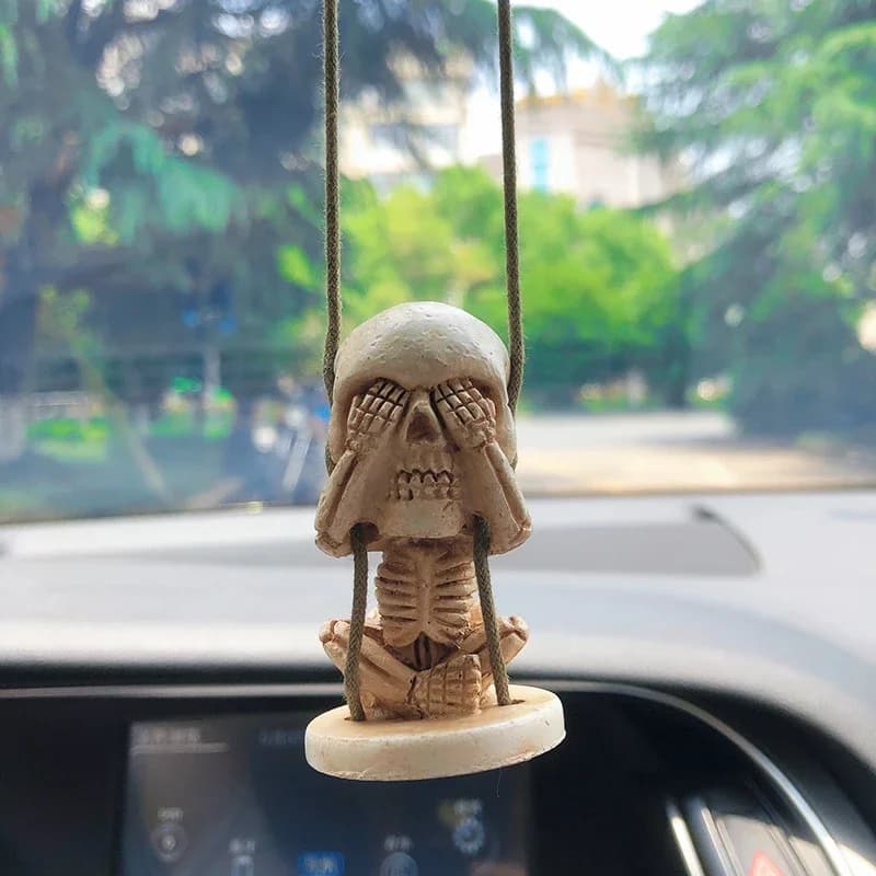 Squelette de balançoire fantôme, décoration intérieure de voiture, squelette en résine, pendentif de rétroviseur automatique pour accessoires de voiture