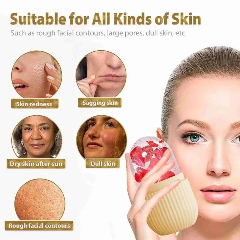Rouleau de glace pour le visage, moule en silicone pour massage beauté, pour les poches sous les yeux, rouleau facial rétrécissant les pores, moule multifonctionnel