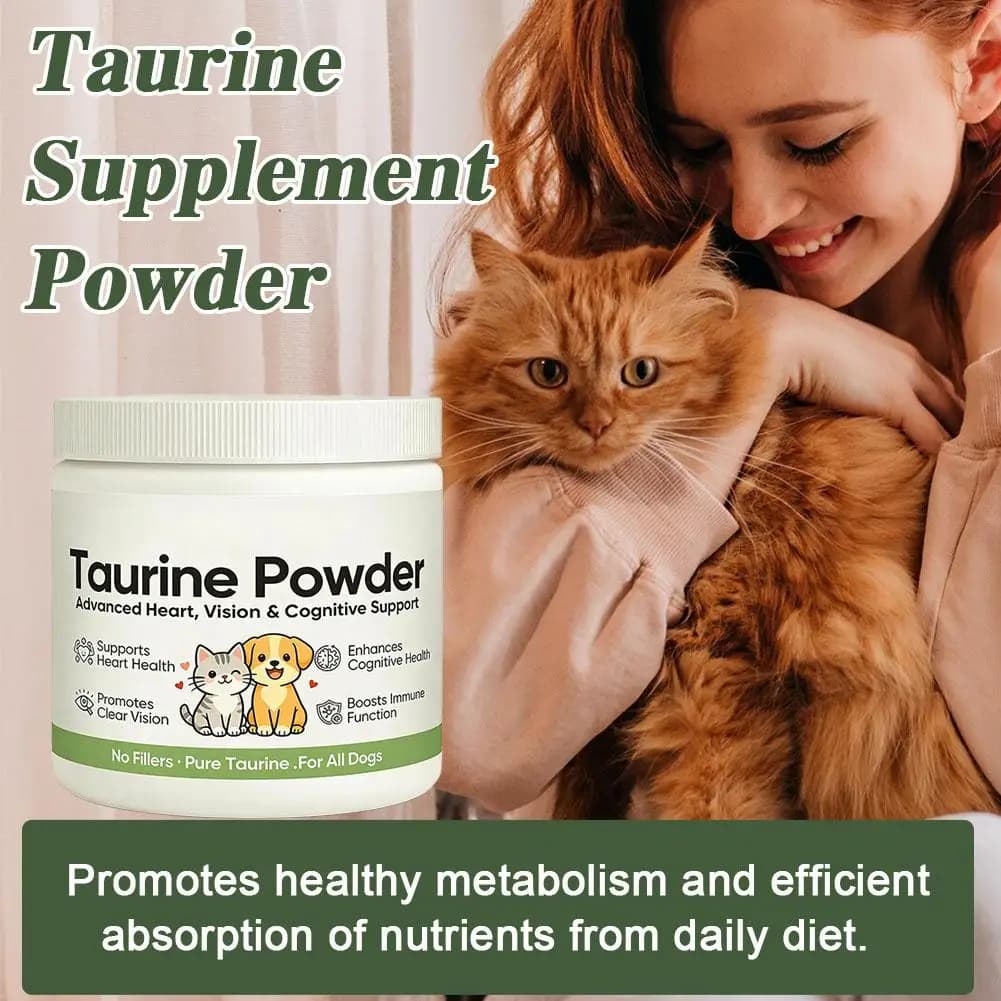 Poudre de supplément de taurine 30g pour chat et chien – Soutient la santé cardiaque, la vision et la cognition – Acide aminé essentiel – Complément nutritionnel pour animaux de compagnie