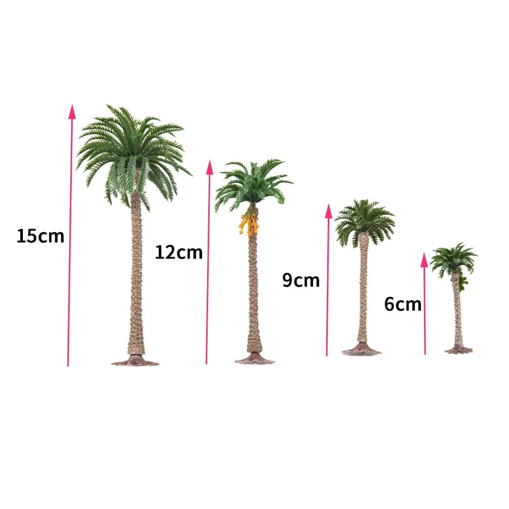 Hauteur 6-15 cm cocotier palmier modèle bricolage parc forêt tropicale Train chemin de fer décoration bâtiment paysage Miniature arbre 5 pièces