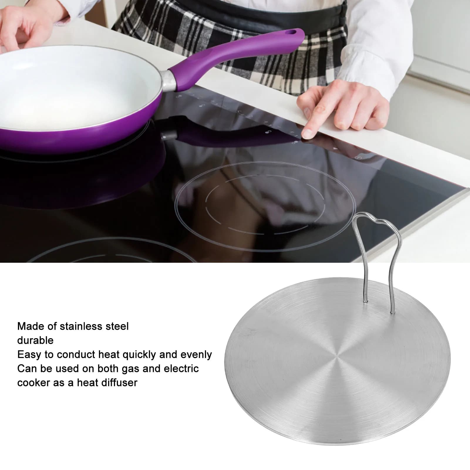 Plaque de cuisson diffuseur de chaleur avec poignée sûre et pratique