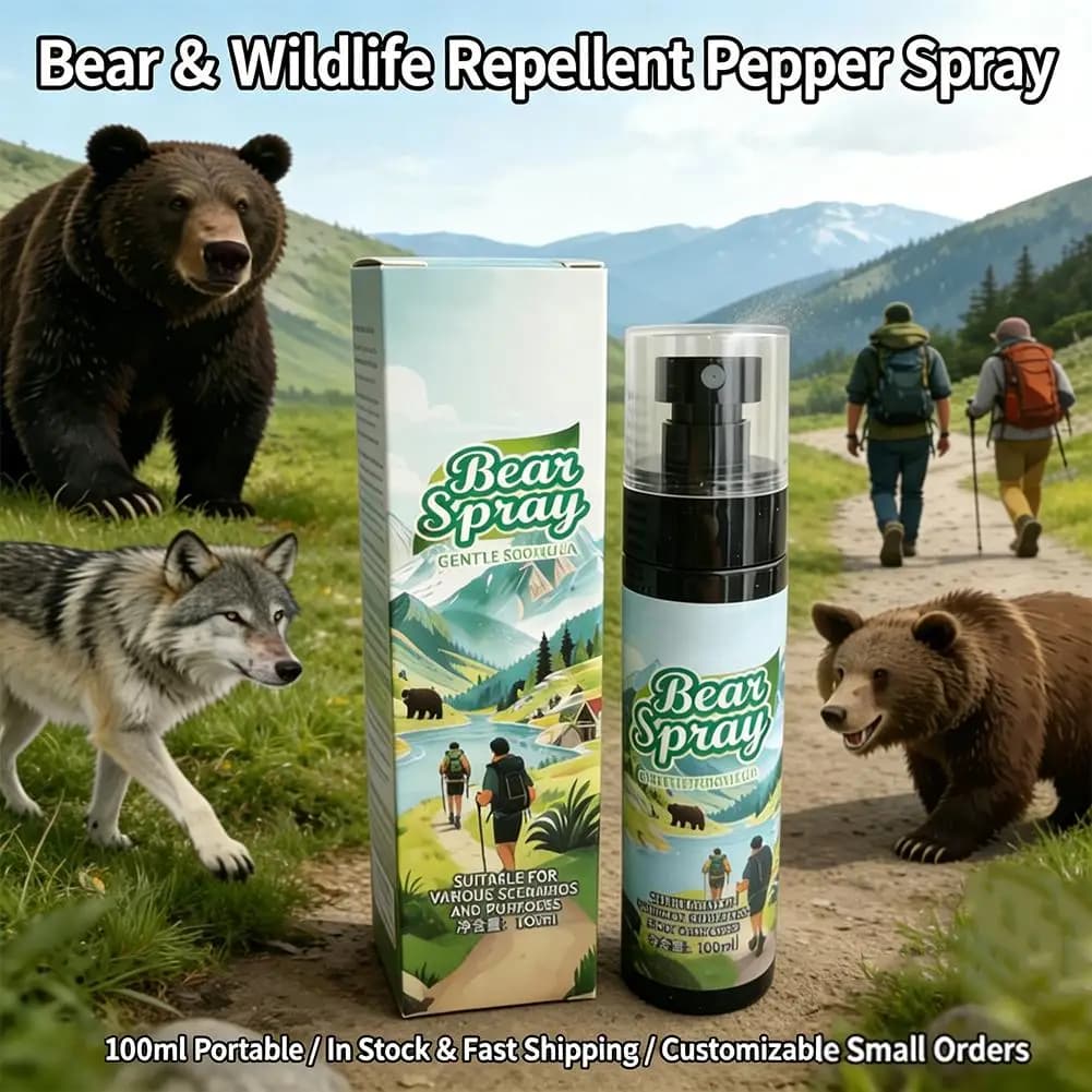 Spray Répulsif Portable Anti-Ours pour Extérieur, Dissuasion Animale, Protection Camping Randonnée, Huile Essentielle de Poivre, Répulsif pour Chiens, Outil de Sécurité