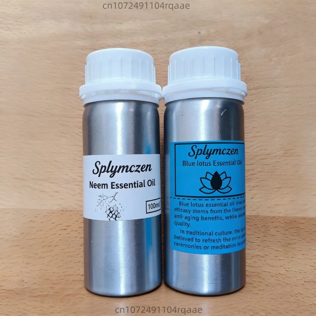 Huile essentielle naturelle de Neem biologique et de lotus bleu pour l'aromathérapie, le diffuseur, la méditation, la relaxation, l'aide au sommeil, l'huile parfumée pour la maison