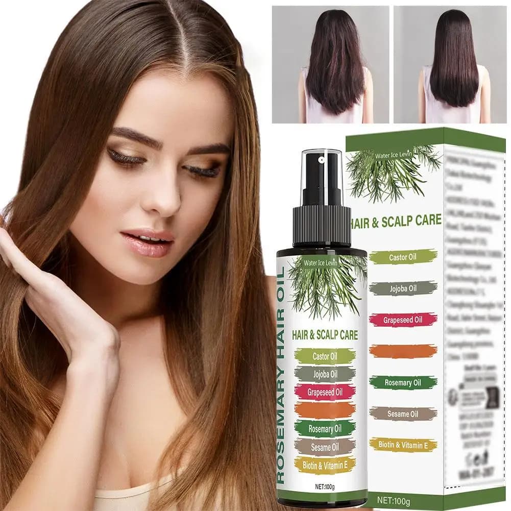 Huile de romarin pour la croissance des cheveux avec huile de ricin, de batana et de jojoba, huiles capillaires efficaces, élimine les démangeaisons et la sécheresse du cuir chevelu, huile de soin cap