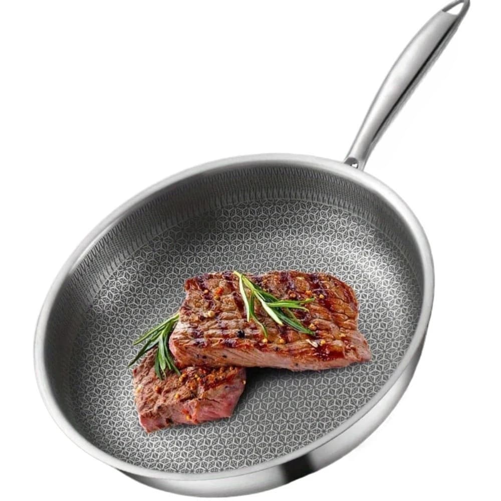 Poêle à frire antiadhésive en nid d'abeille en acier inoxydable, poêle à Wok de cuisine facile à nettoyer, adaptée au Steak aux œufs frits