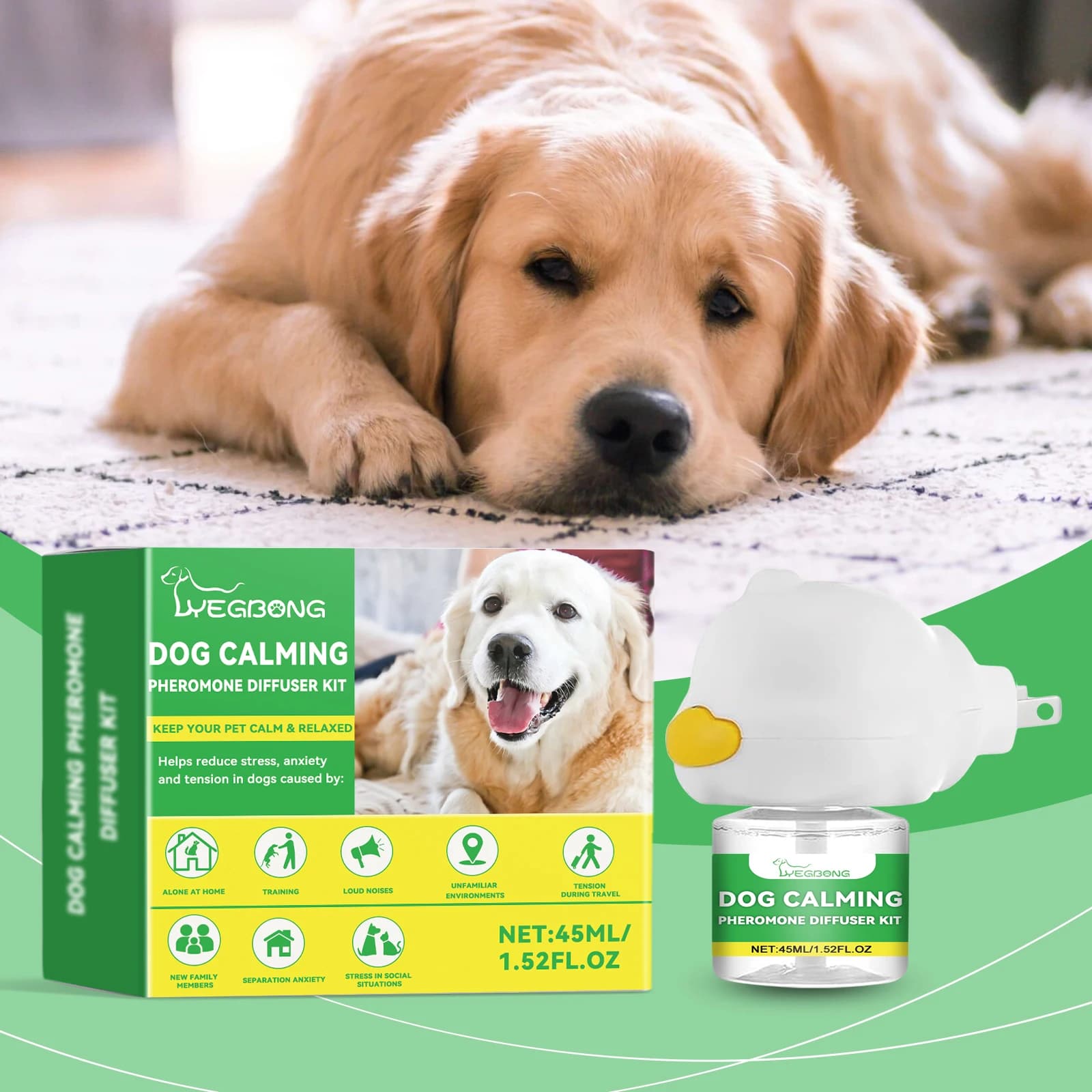 Kit diffuseur apaisant pour chien – Pour soulager l'anxiété des animaux de compagnie et soulager le stress dans les nouveaux environnements de maison