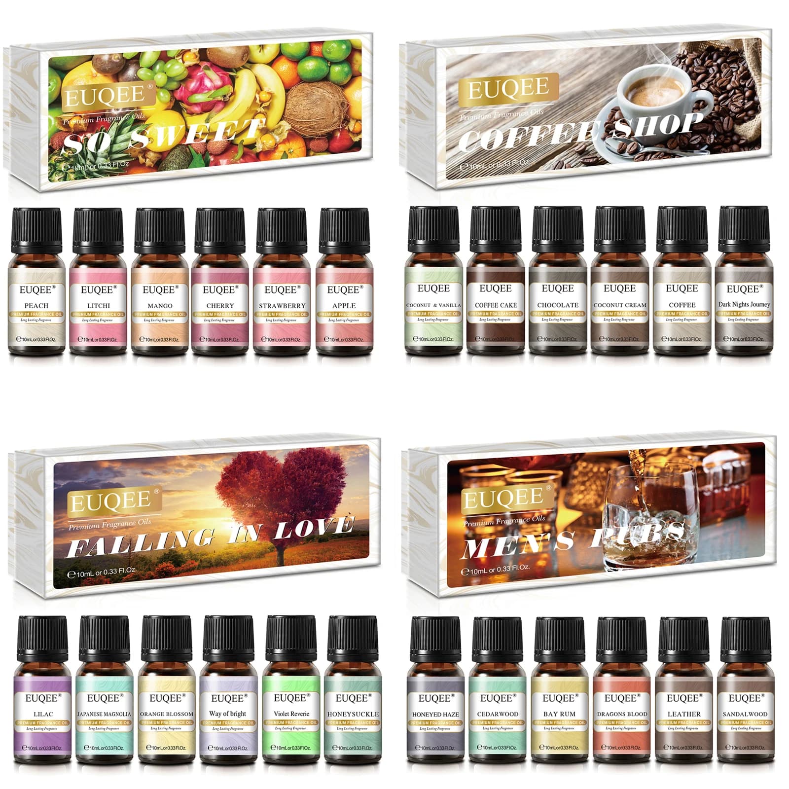 EUQEE-Coffret cadeau d'huile aromatique pour humidificateur, ensemble de chateau parfumé, diffuseur de bougies, désodorisant exécutif Regina, 10ml, 6 pièces