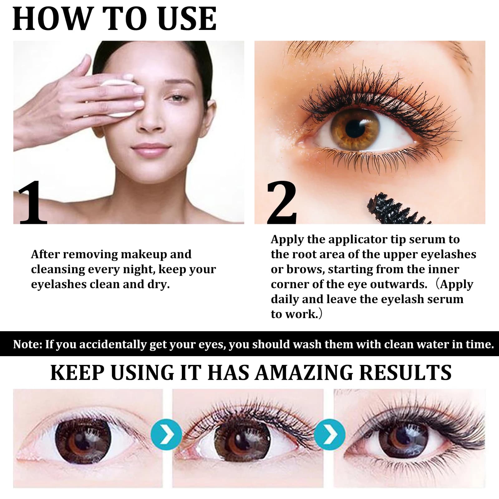Sérum Liquide de Croissance Naturel pour Sourcils et Cils, à l'Huile de Ricin, pour des Sourcils Épais, Fins et Courbés, et des Cils Allongés, Produit de Maquillage Féminin