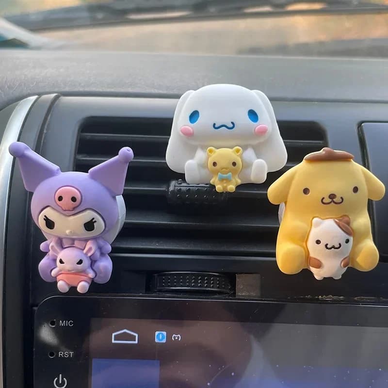 Diffuseur de parfum pour voiture Kuromi Cinnamoroll, décoration mignonne, aromathérapie Kawaii pour voiture avec Melody, Pompompurin, Pochacco