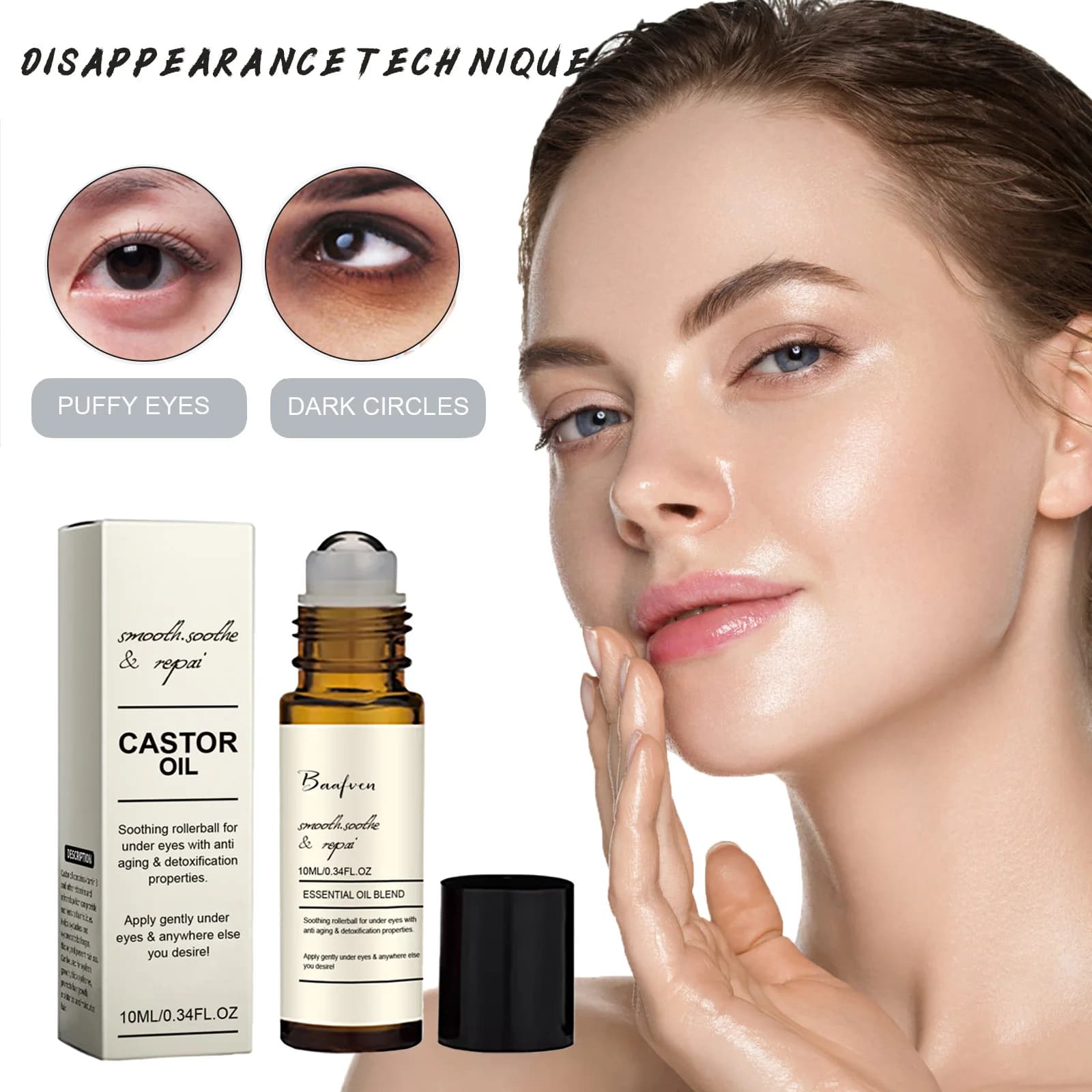 Sérum pour les yeux à l'huile de ricin, Anti-rides, élimine les cernes, sacs pour les yeux, Anti-poches, boule ferme, Massage, hydrate, nourrit, soins oculaires