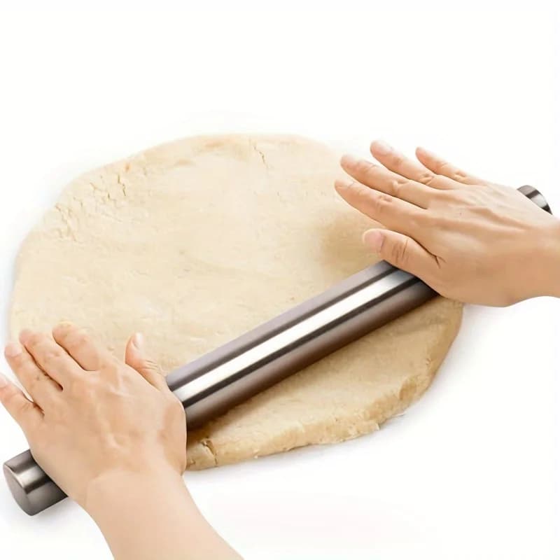 Rouleau à pâtisserie simple en acier inoxydable, adapté à la pâtisserie, très adapté au rouler du sucre, de tarte, de wonton et de la pizza