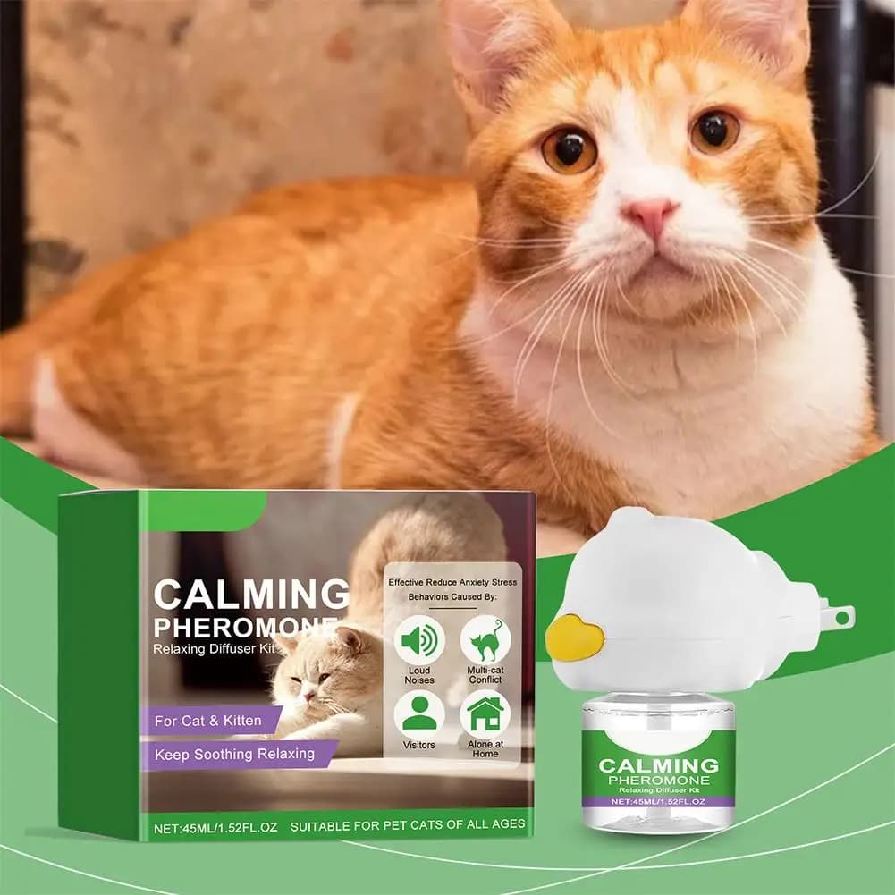 Diffuseur apaisant au phéromone pour chat, Anti-anxiété, Stress, apaisant, relaxant, ingrédients doux, phéromone pour animaux de compagnie, 45ml ﻿