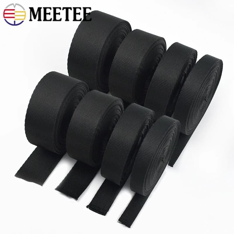 1 rouleau = 42 mètres, ruban en nylon noir de 10 à 100 mm, ruban en polyester pour sangle de sac, ruban décoratif pour sac à dos, couture DIY