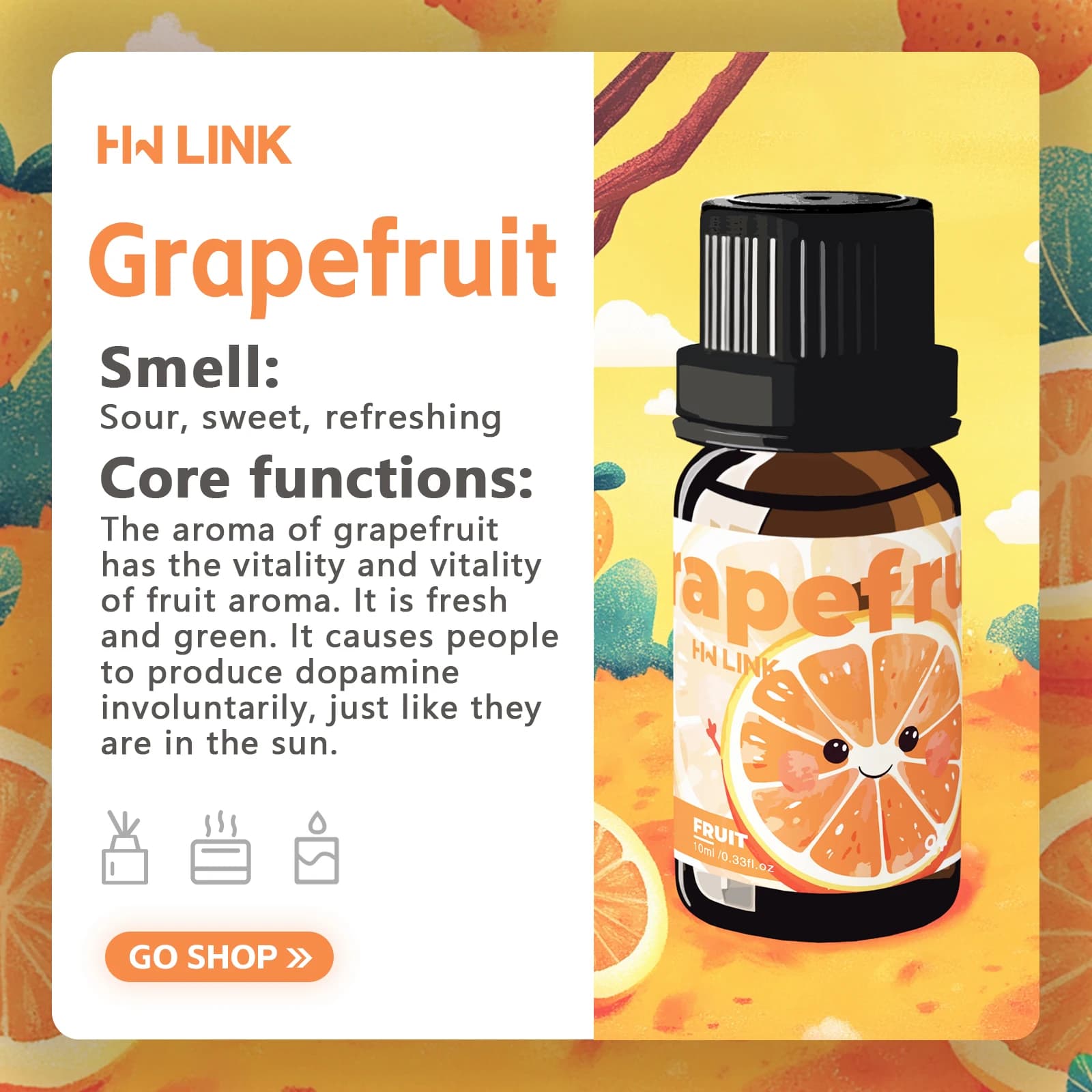 Huiles essentielles de pamplemousse 10ml, huile pure de qualité thérapeutique, aromathérapie, diffuseur, parfum de pamplemousse, parfum d'humeur et de soutien du stress