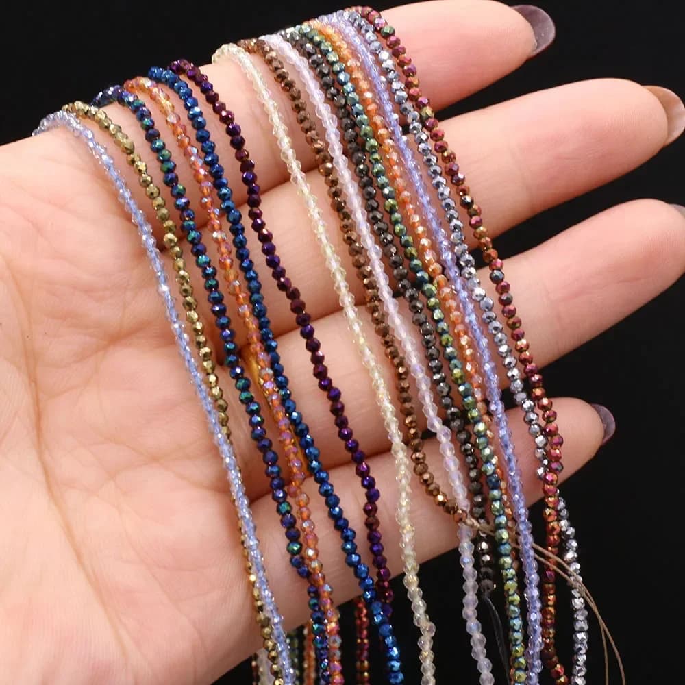 Perles Rondes en Pierre Naturelle, Mélange de Petites Perles d'Espacement à Facettes, pour Bijoux de Bureau, Accessoires de Collier, DIY