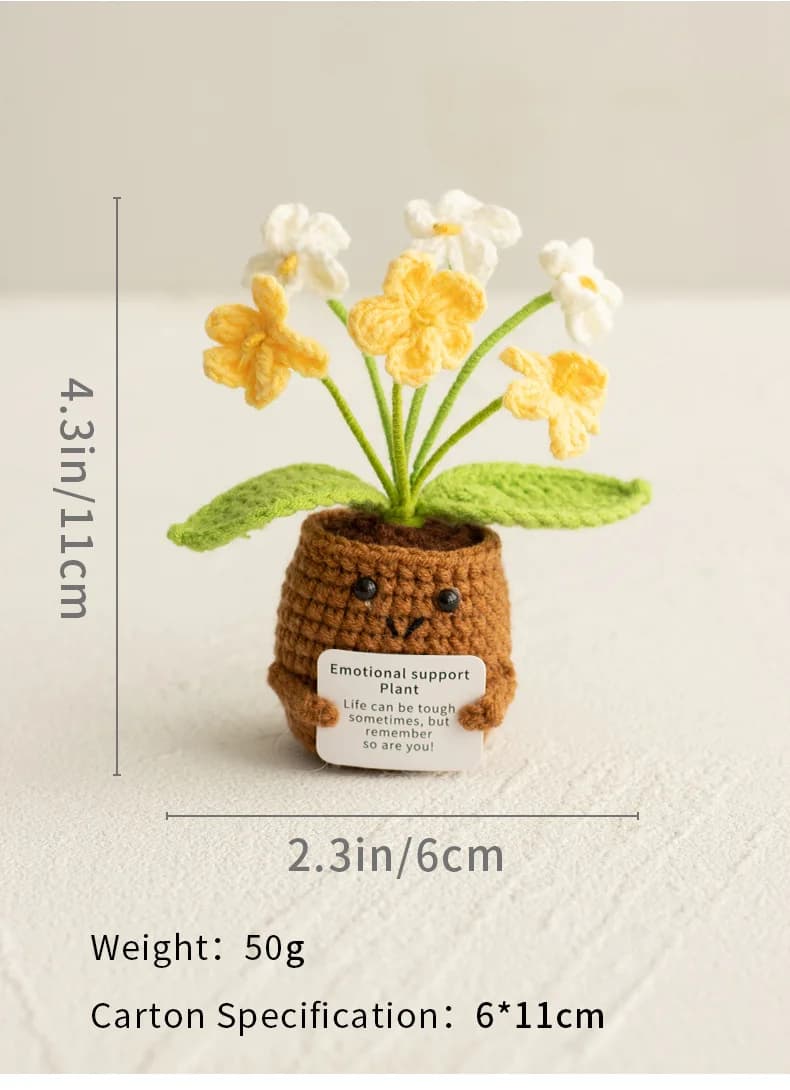 Jolie fleur au Crochet en pot, mots d'encouragement, ne me oubliez pas, crochet orange convolia, ornement de réchauffement de cœur