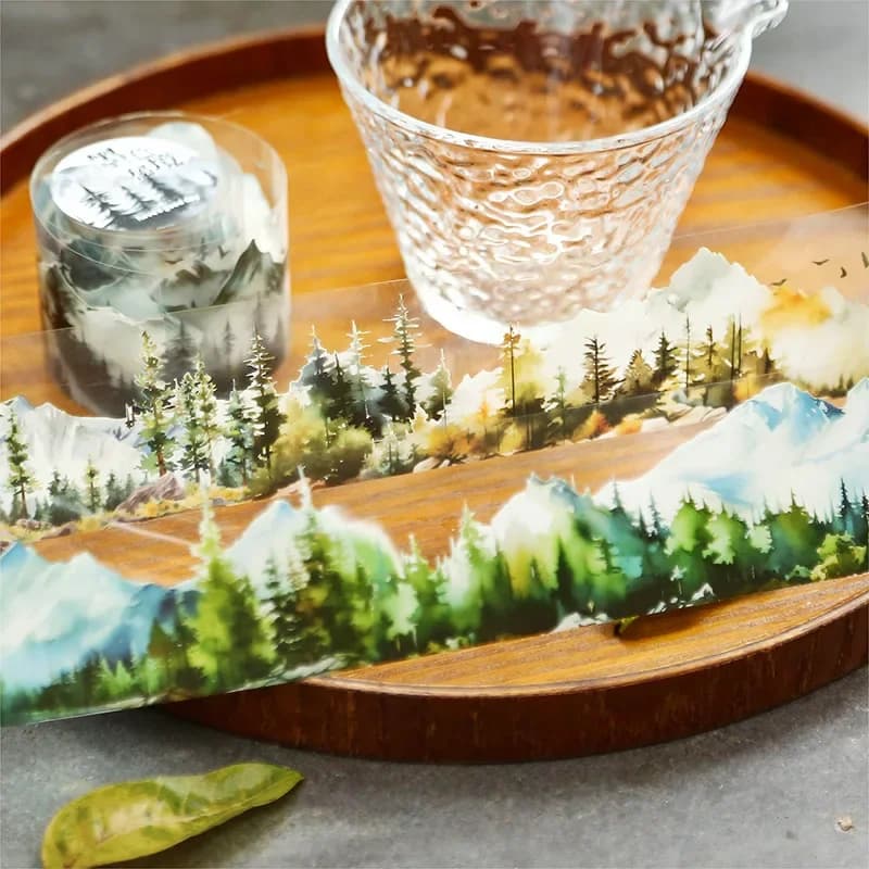 Ruban adhésif pour décoration de base européenne, 45mm x 2m, 1 rouleau, 2m, pour bricolage, scrapbooking, paysage, sentier de montagne, manuel, collage