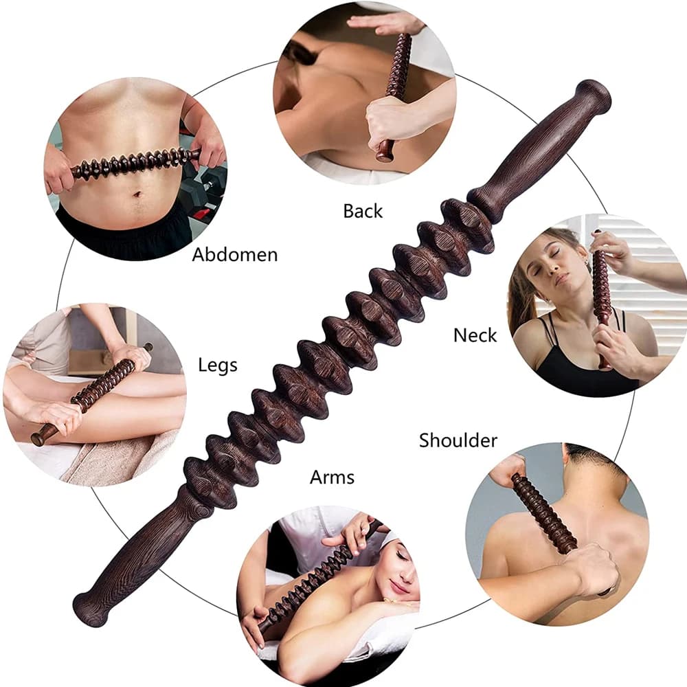 Rouleau musculaire, bâton de rouleau musculaire en bois avec Points de déclenchement, rouleau de massage musculaire corporel pour le dos des jambes, soulage la douleur musculaire