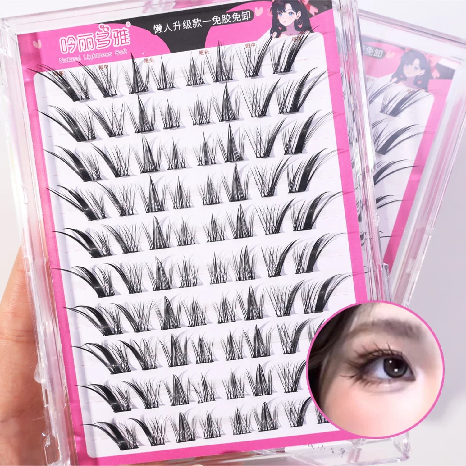 Fox Eye Effect Manga faux cils rouleau épais déformé segmenté individuel Cluster Extensions