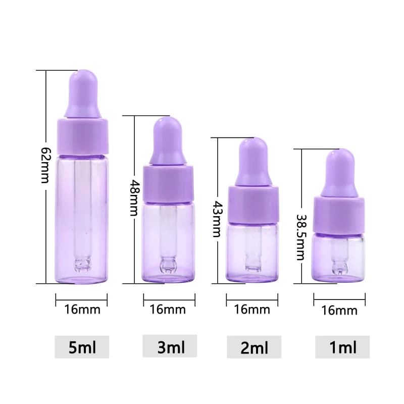 7/30/50/100 pièces Flacons compte-gouttes en verre pour huiles essentielles 5ml, 1ml, 2ml, 3ml, Mini flacon échantillon de voyage Macaron pour sérum de soin de la peau