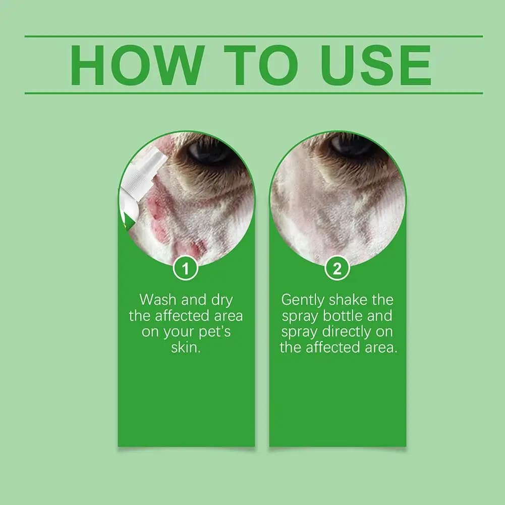 Spray anti-démangeaisons pour chiens et animaux de compagnie, 89ML, spray apaisant pour peau irritée, soulagement des démangeaisons, sûr et apaisant pour les allergies des animaux de compagnie