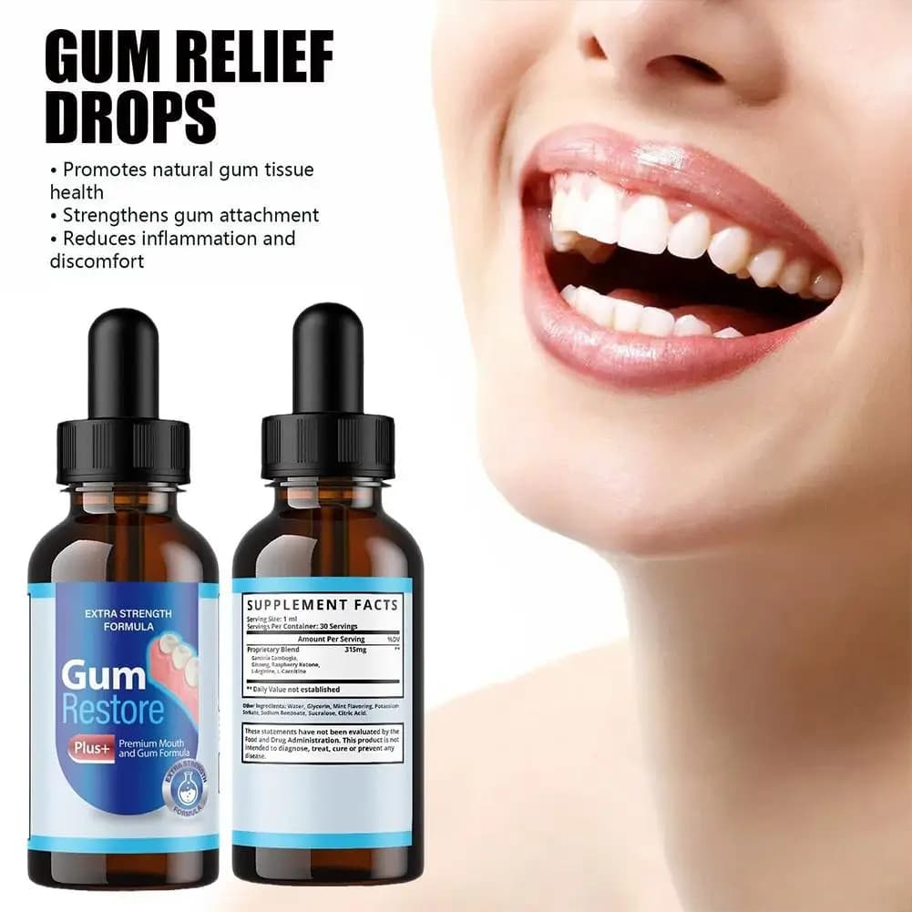 Gouttes Réparatrices pour les Gencives : Soin Naturel pour la Santé des Gencives, Nettoyage et Entretien Bucco-dentaire, Soin Parodontal, Renforcement des Dents et des Gencives