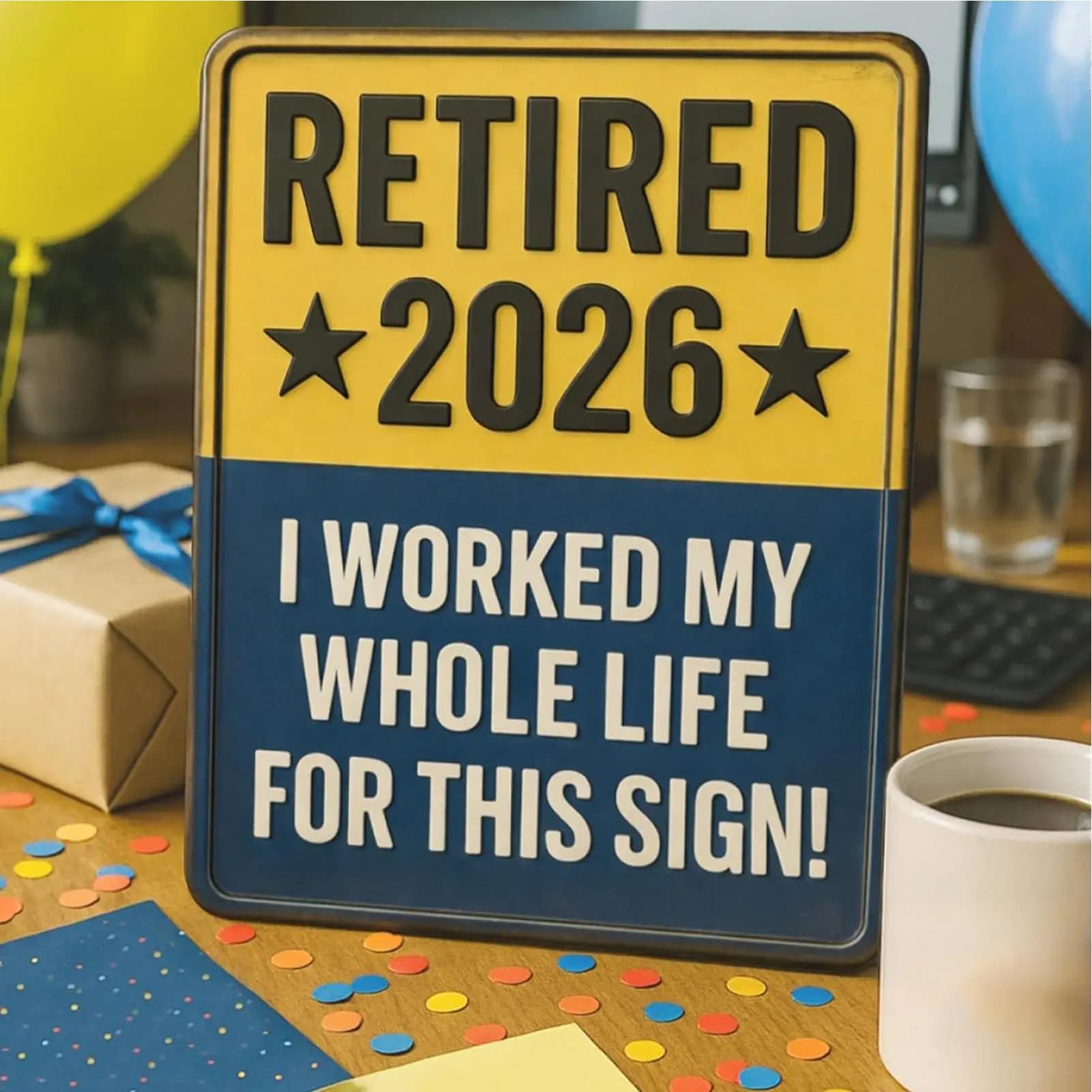 Panneau de retraite 2026, lumineux et accrocheur, souvenir, décoration de fête de retraite pour femmes et hommes, pour la maison, la chambre, les bureaux, les cafés