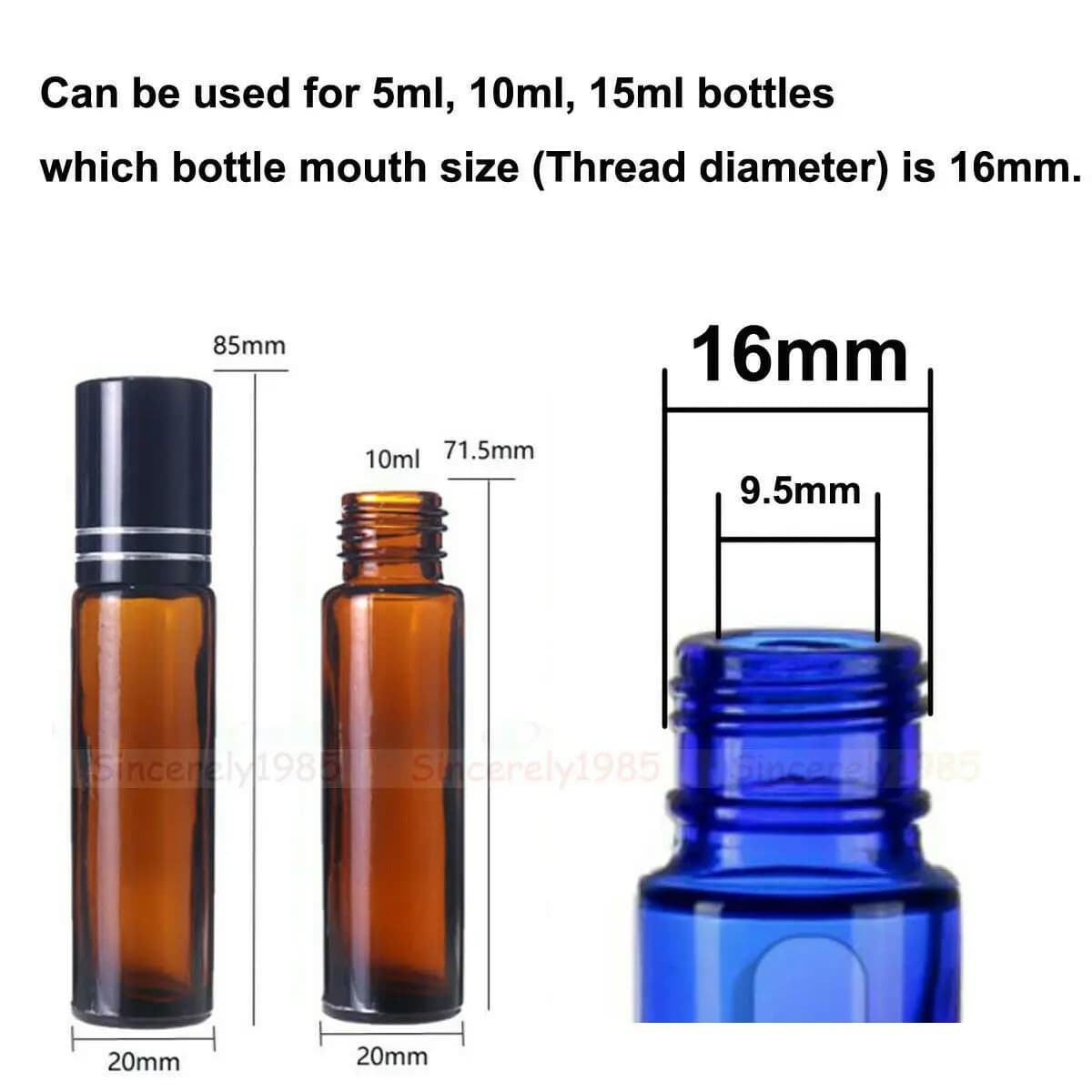 10X rouleaux en acier inoxydable pour 16mm 5ml 10ml
