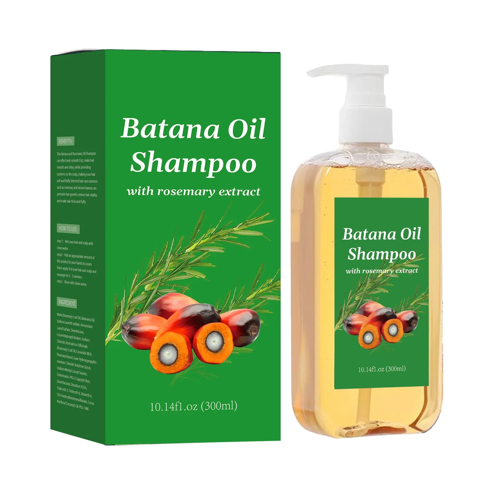 Shampoing à l'huile de Batana à l'extrait de romarin pour tous les types de cheveux | Prévenir la casse et stimule la
