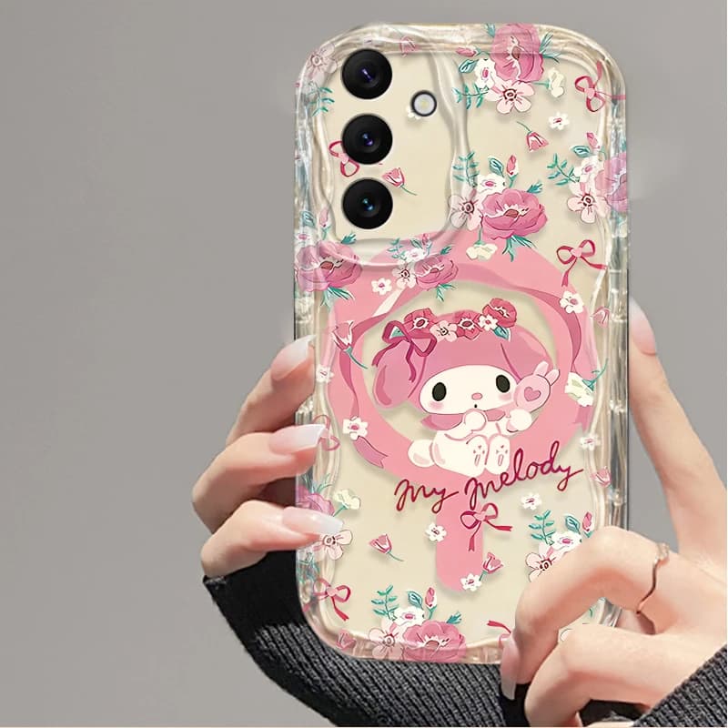 Étui floral Melody Kuromi Cinnamoroll pour Samsung Galaxy A06 A16 A26 A36 A56 A05S A15 A25 A35 A55 A14 A24 A54 A13 A23 A52 A52S